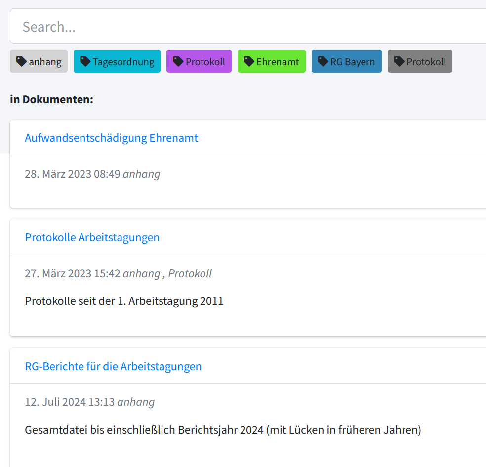 Suche unter Verzeichnisse nach Tag